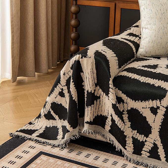 ROOMLIFE Couch Cover 3 Cushion Sofa, Washable Non Slip Furniture Sofa Protector Cover, Soft Chenille Sofa Slipcovers Sectional L Shape Dogs Couch Cover Throw Blanket with Tassels 71''X118'' - Image 3