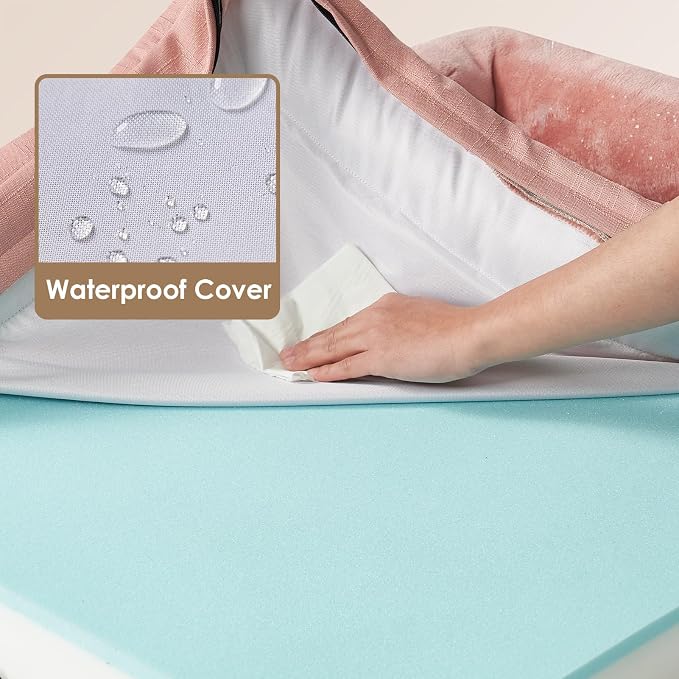 EHEYCIGA Orthopedic XXL Dog Bed, Waterproof Washable XL Big Pet Bed 52" | Non-Slip Bottom and Egg-Crate Memory Foam Extra Large Pet Couch Bed with Washable Removable Cover, Dusty Pink - Image 3
