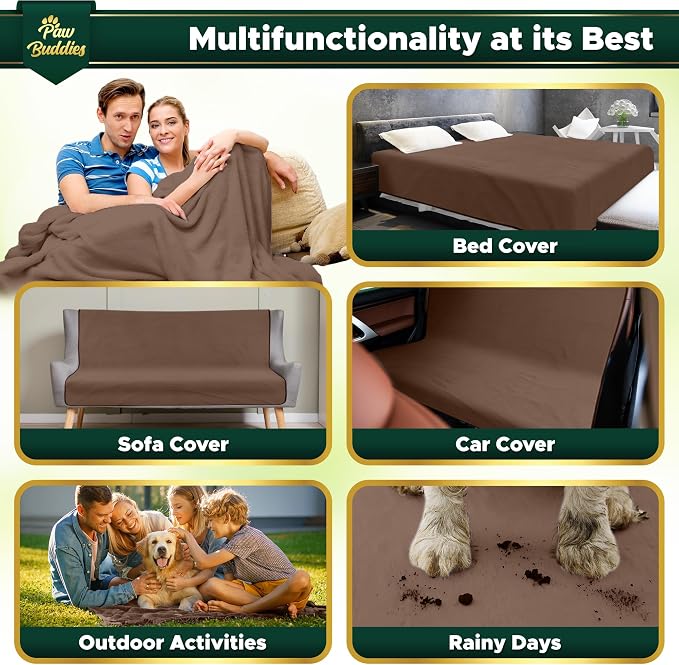 Paw Buddies Premium Waterproof Blanket 80"x90" Velvet-Feel Reversible Throw – Leakproof, Machine Washable Bed & Sofa King Size Protector for Couples, Pets & Travel + Bonus Small Blanket - Image 4