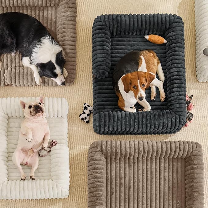 ChiXnuggle Faux Fur Orthopedic Dog Bolster Bed, Waterproof Washable Cover | rectangular dog sofa couch,egg crate foam,non-slip bottom,for extra large dogs,taupe,41*30*7 - Image 7
