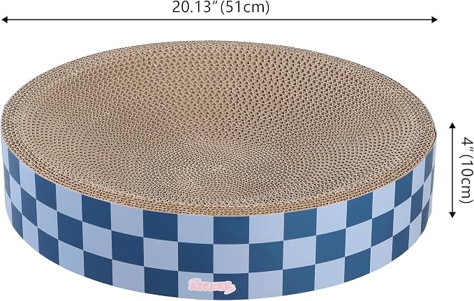 CSR1010B Nelson 20.13" Modern Cardboard Round Bowl Cat Scratcher with Catnip, Blueberry - Image 3