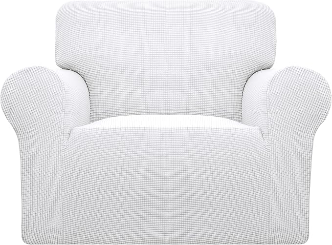 Easy-Going Stretch Oversized Chair Slipcover with Arm Washable Snow White | 1-Piece Large chair covers armchair Furniture Protector for Living Room chair and a half cover Soft For Kids, Pet. by Easy-Going