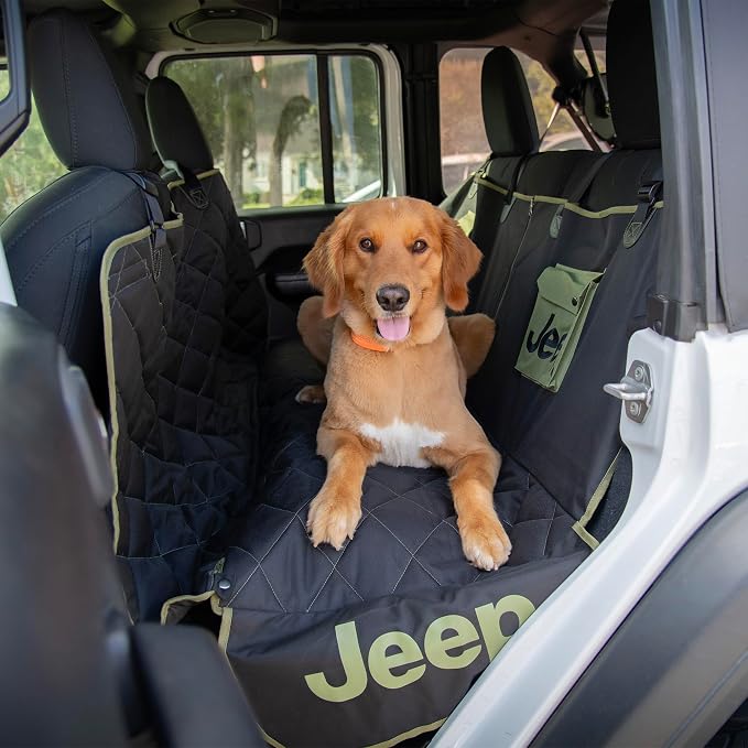 Jeep Vehicle Seat Protector for Dogs and Pets (Charcoal Black) Adjustable Seat Cover - Durable Protection Waterproof Design (58 x 23 x 18.5 inch) - Image 5