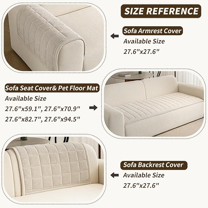 Couch Covers for Dogs Washable, 27.6"x82.7" Non Slip Couch Covers for Loveseat Sofa Pet Friendly, Soft Fuzzy Sofa Covers for Pet, Dog Couch Cover Furniture Protector(1PC,Beige White) - Image 3