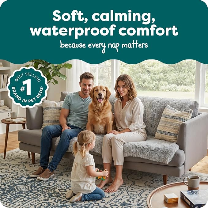 Furhaven Waterproof Throw Blanket for Dogs & Indoor Cats, Reversible Protective Pet Blanket, Extra Large, Long Faux Fur & Velvet, Mist Gray - Image 2