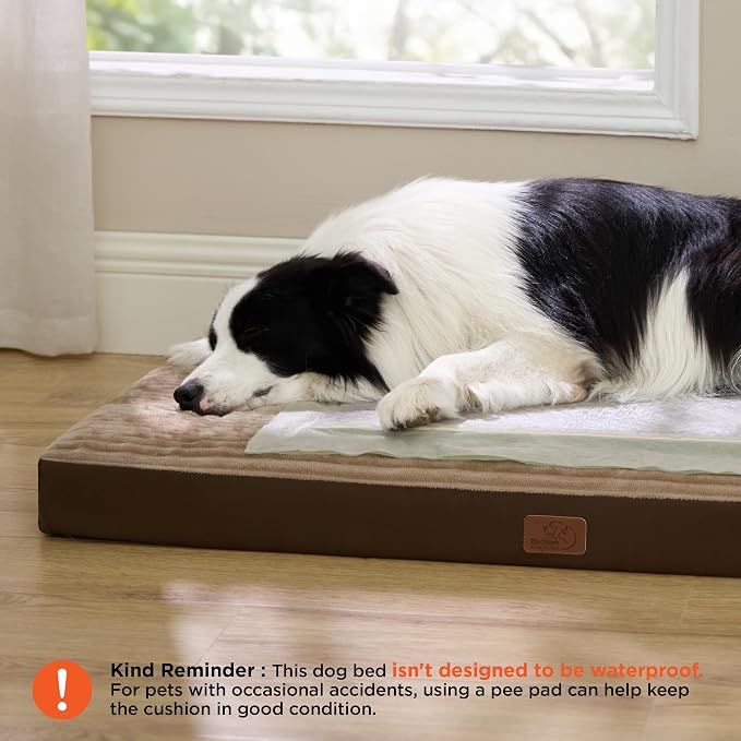 Bedsure ComfyFleece XL Dog Bed for Crate with Washable Cover, 41x27 | Orthopedic Egg Crate Foam Pet Mat,Removable Cover, Nonslip Bottom,Not Waterproof,Not Chewproof,For Extra Large Breeds ≤70lbs - Image 2