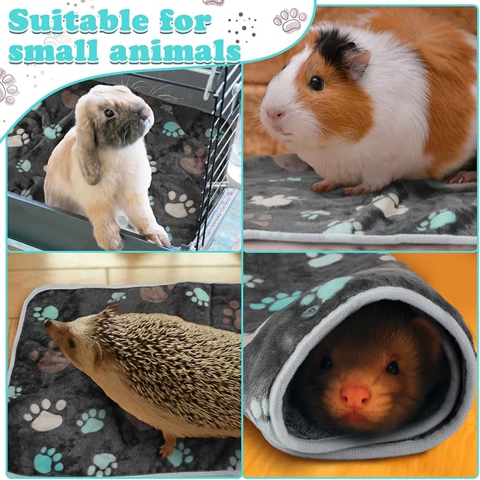 Reginary 4 Pcs Waterproof Guinea Pig Blankets Washable Small Animal Fleece Bedding Absorbent Guinea Pig Cage Liners Reusable Training Pee Pad Pet Sleep Mat for Hamster(Cute Paw,24 x 16 Inch) - Image 5