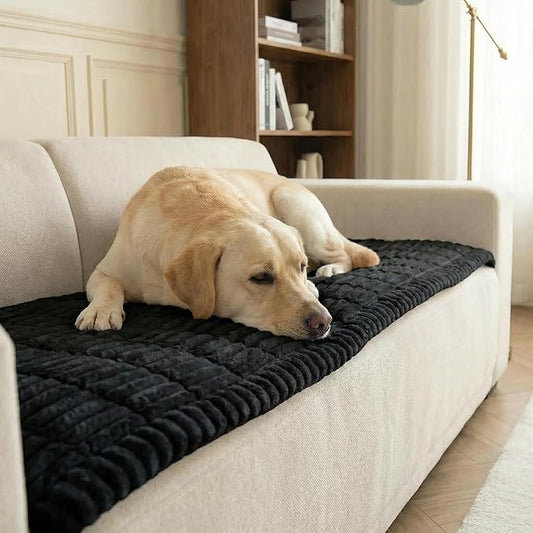 Fuzzy Pet Couch Cover for Sofa,Non Slip Sofa Cover Pet Friendly Couch Covers for Dogs Washable Protector for Pets Mat Dog Bed Mats (Black, 27.6"x59") by SONNACH