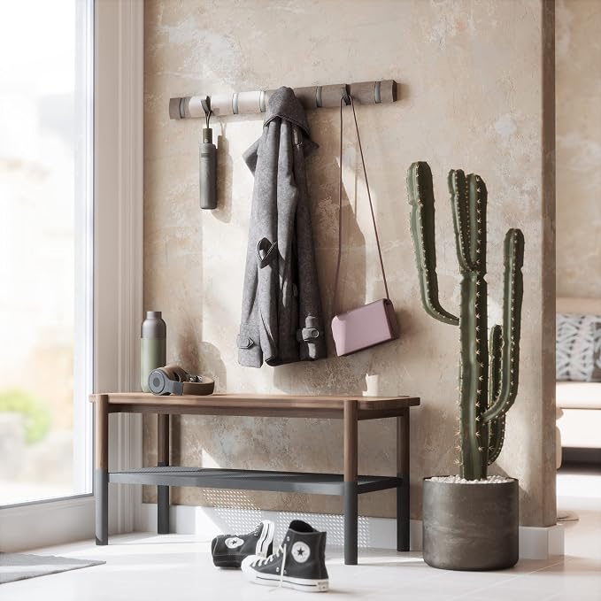 Umbra Flip Wall-Mounted Coat Rack with 8 Hooks – Modern, Space-Saving Storage for Hats, Jackets, Bags, Entryway, Mudroom, Closet, Bathroom, Bedroom – Grey/Pewter - Image 3