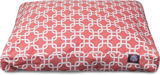 Majestic Pet Shredded Memory Foam Dog Bed Medium with Removable Washable Cover – Rectangle Orthopedic Dog Bed–Durable Dog Crate Bed-Flat Dog Bed for Senior Dogs - (35x29) M - Links - Coral by MajesticPet