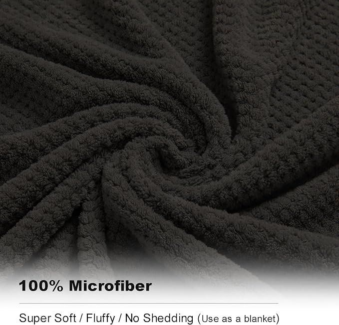 8-Piece Brown Bath Towel Set, 2 Extra Large Bath Towel Sheets, 2 Hand Towels and 4 Washcloths - Highly Absorbent Quick Dry Microfiber,Ultra Soft Towel Set for Bathroom, Waffle Weave Design, Pack of 8 - Image 3