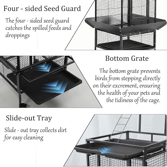 Large Bird Cages for Parakeets, Cockatiel Cage for Birds with Parrot Toys,Skirt Seed Catcher, Play Top Slide-Out Tray for Conure Canary Finch Lovebird Pigeon Budgie Quaker Parrot - Image 6