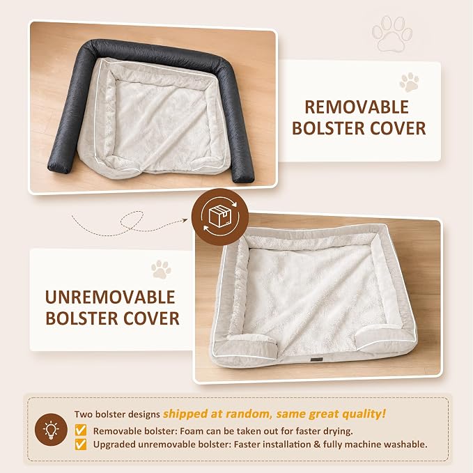 Comfort Expression Orthopedic Dog Beds for Large Sized Dog with Bolster | Waterproof Dog Couch Bed with Washable Cover & Non-Slip Bottom, Supportive Egg Crate Foam Large Pet Bed, 38x25 Inch - Image 6
