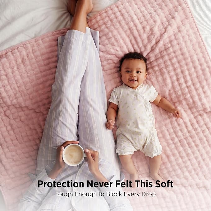Bedsure Bubble Waterproof Blanket for Bed - Soft Fleece Reversible Dog Blankets for Large Dogs, Waterproof Couch Sofa Cover Bed Protector, Pink/Beige, King 108x90 inches - Image 7