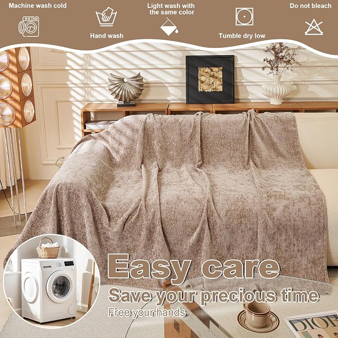 ROOMLIFE Boho Couch Covers for Sofa Washable for 2 Cushion Couch, Chenille Furniture Protector Sofa Couch Cover for Dogs, Soft Breathable Sofa Slipcover, Couch Throw Blankets with Tassels 71''X118'' - Image 4