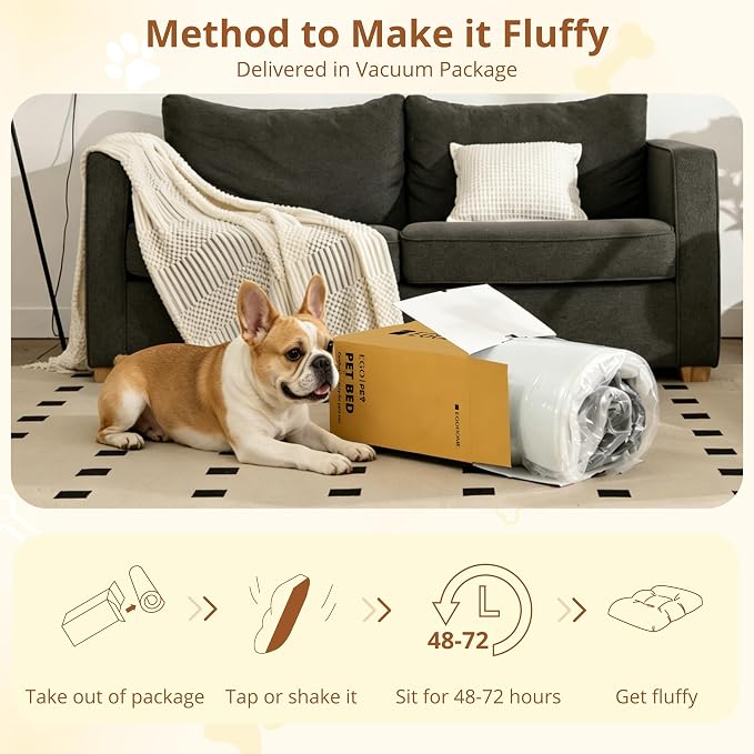 EGOHOME Dog Bed for Medium Dogs, Shredded Memory Foam, Washable, Non-Slip | Balanced Support Foam, CertiPUR-US, Removable Washable Cover, Rose Velvet, Dog Crate Bed & Kennel Pad, 29 x 21 Inch, Brown - Image 8
