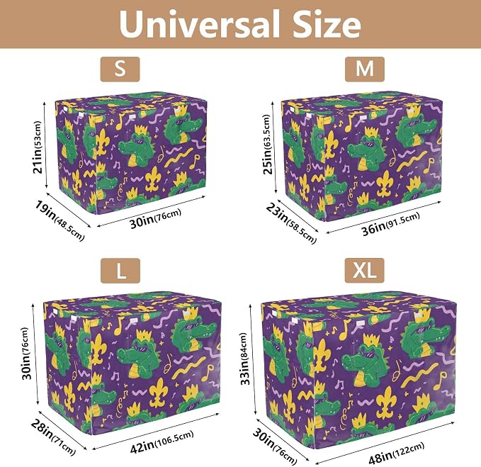 Dog Crate Cover Kennel Cover for Dog Cages Breathable for Wire Cage Indoor Outdoor Purple Mardi Gras Crocodile - Image 3