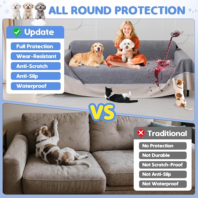 Loiion 100% Double-Sided Waterproof Dog Sofa Cover - Anti-Slip, Leakproof Couch Cover, Pet-Friendly Couch Protectors for Puppy, Large Dog, Kids and Pets 150"X91" - Image 5