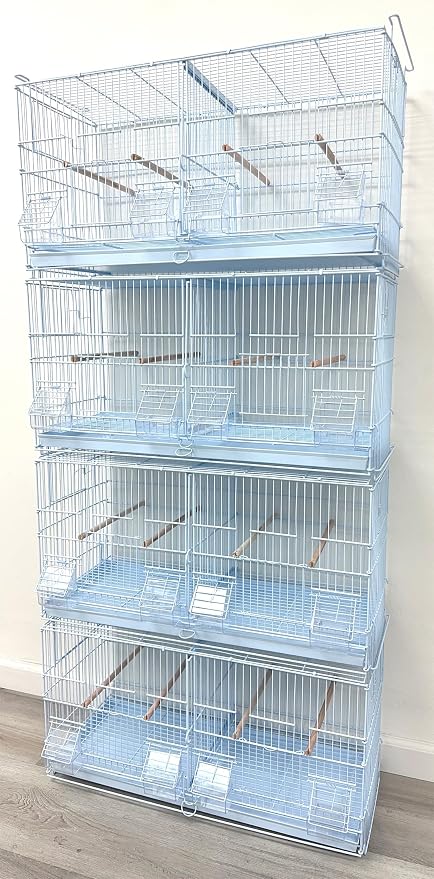 Lot of 4 Stackable Breeder Bird Flight Cage Side Breeding Nest Door with Removable Center Divider Side Breeding Nesting Box Door with Removable Rolling Stand - Image 9