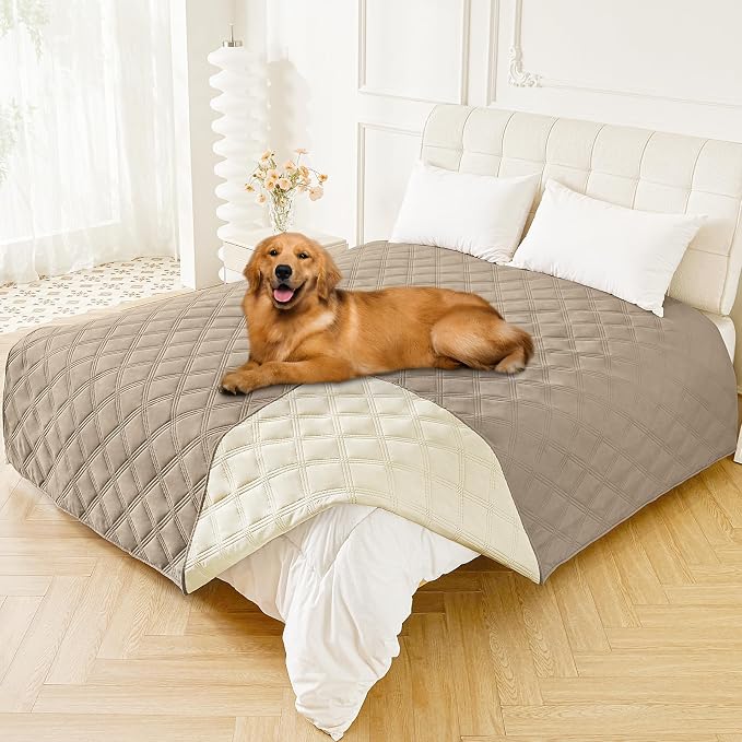 Smiry Waterproof Dog Bed Cover, Reversible Pet Blanket for Sofa Couch | Soft Washable Dog Blanket, Leakproof Couch Cover for Dogs Cats & Furniture Protection, 82x102, Taupe/Beige by Smiry