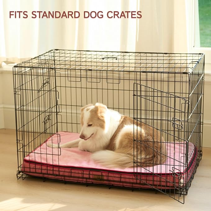 LIORCE Memory Foam XL Dog Bed - 4” Thick Orthopedic Beds for Extra Large Dogs - Waterproof Dog Bed with Removable Washable Cover & Wrap-Around Zipper - Ultimate Comfort and Easy Maintenance, Pink - Image 5