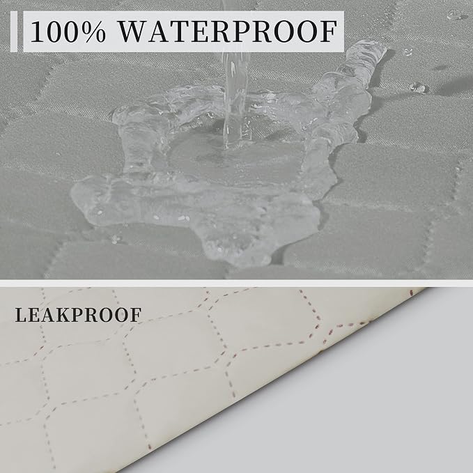 ISSUNTEX Double Protection 100% Waterproof Sofa Covers for Living Room, Reversible Furniture Protector for Dogs, Pets, Kids (Light Gray/Ivory) - Image 3