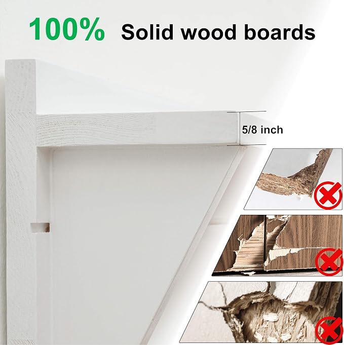 WEBI Coat Rack Wall Mount with Shelf,24" Long Entryway Wall Shelf with Hooks Underneath,6 Peg Hooks for Hanging Coats,Caps,Jacket,Clothes,White - Image 7