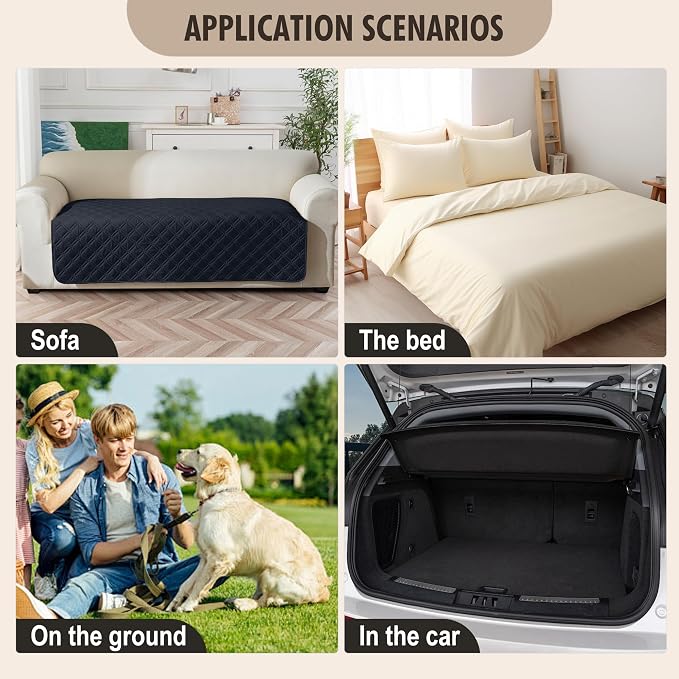 Genina Waterproof Couch Cover,Washable Anti-Slip 78inch Sofa Covers with 3 Cushions,Sectional Couch Covers for Pets Friendly, Sofa Slipcovers for Dogs Cats(78inch/Navy Blue) - Image 6