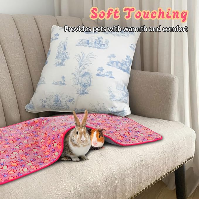 YUEPET Waterproof Guinea Pig Blankets Washable 3 Pack Small Animal Fleece Cage Liners Pet Soft Sleep Mat Pad Cover Warm Flannel Throw for Hamster Guinea Pig Rabbit Chinchilla Hedgehog Ferret 48"×24" - Image 5