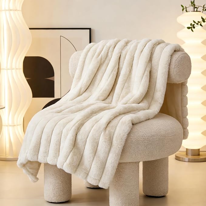 Waterproof Pet Blanket for Large Dogs & Cats - Reversible Calming Plush, Washable Furniture Cover for Couch, Bed, Car Seat, Blocks Leaks, Stains & Pet Fur (Cream, 60"x80") - Image 5