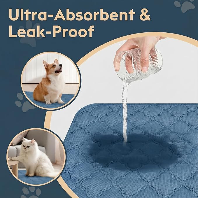 FunFurry Washable Pee Pads for Dogs - 2 Pack Reusable Pee Pads，Waterproof Puppy Pads，Pet Training Pads，Super Absorbent with Dog Paw Shape Non-Slip Backing (Blue, 24" X 36" - 2 Pack) - Image 3