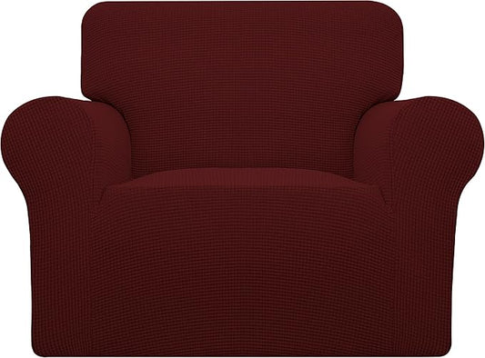 Easy-Going Stretch Oversized Chair Slipcover with Arm Washable Wine | 1-Piece Large chair covers armchair Furniture Protector for Living Room chair and a half cover Soft For Kids, Pet. by Easy-Going