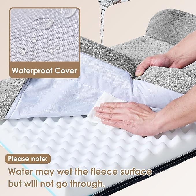 EHEYCIGA Orthopedic Dog Bed Medium Size Dogs, Memory Foam Dog Bed with Washable Removable Cover, Waterproof Pet Sofa Couch for Crate with Nonskid Bottom, 30x20x6, Grey - Image 3