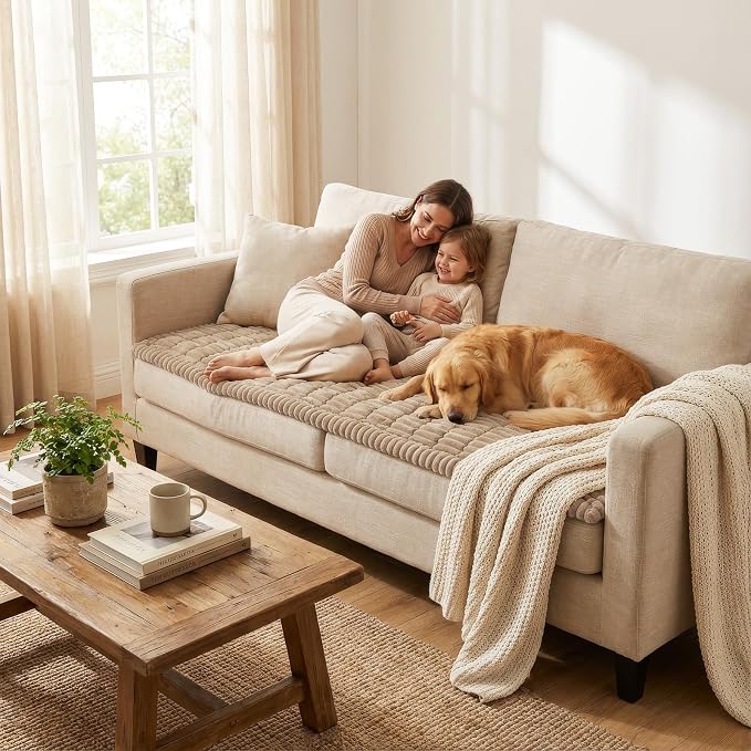 Smiry Couch Cover for Dogs, Non Slip Washable Sofa Protector for Pets | Soft Furniture Cover for Leather & Fabric Couches, Cozy Protect Against Fur, Dirt & Messes, Pet Friendly, 27.6"x88" - Image 6