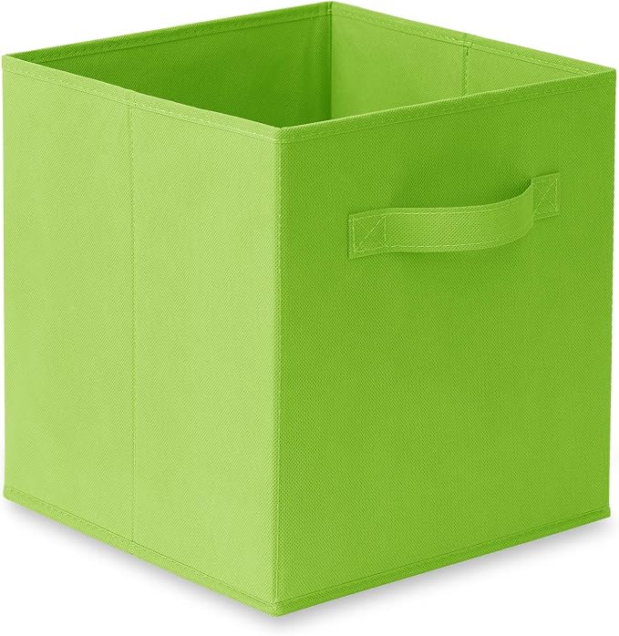Casafield Set of 12 Collapsible Fabric Cube Storage Bins, Lime Green - 11" Foldable Cloth Baskets for Shelves, Cubby Organizers & More - Image 2