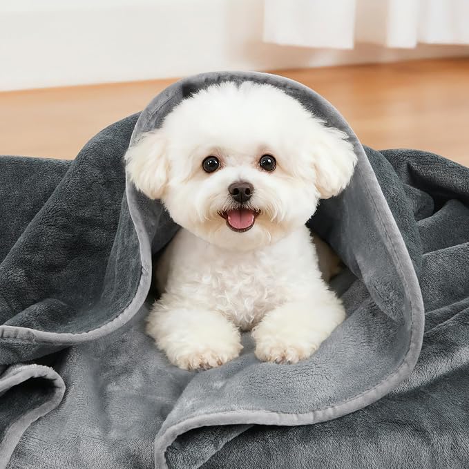 LOOBANI Waterproof Dog Blanket for Small Dogs, Pet Blanket 30" x 40", Grey | Double Side Liquid-Proof, Puppy Blanket for Dog Cat Bed, Crate, Playpen, Reversible Soft Flannel Couch Cover Throw - Image 6