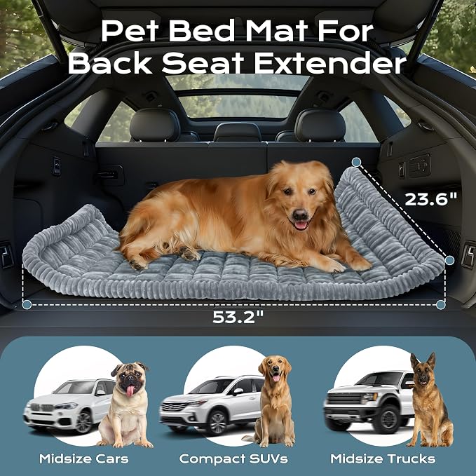 Backseat Dog Bed Mat for Car, Dog Blanket for Car (53" x 24") | Pet Car Blanket Soft and Comfortable, Upgraded Bottom Non-Slip, Washable Travel Pet Mat for Cars Trucks and SUVs - Image 5