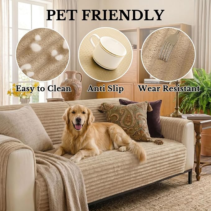 Smiry Waterproof Couch Cover for Dogs, Washable Non Slip Plush Protector | Waterproof Protection, Plush Flannel, Non Slip Backing, Pet Hair & Scratch Protection, Soft Cover (36" x 71") - Image 5