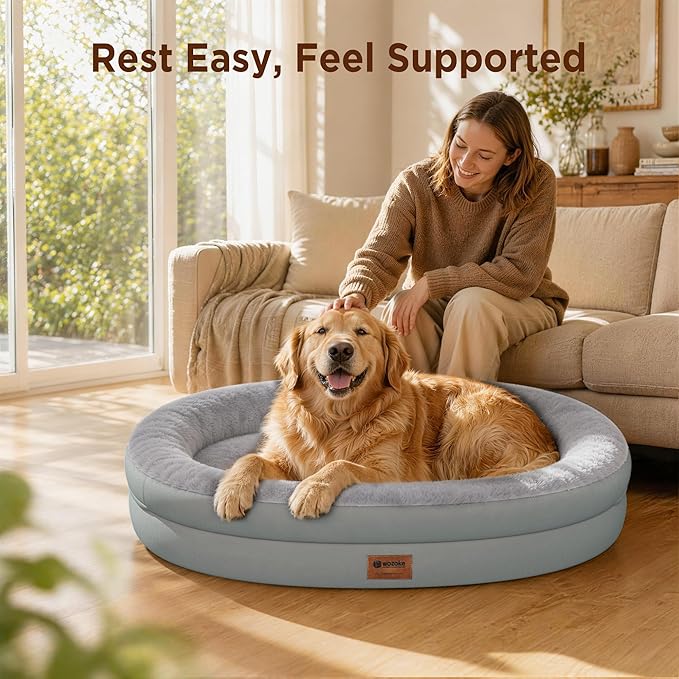 Waterproof Orthopedic Dog Bed for Large Dogs, Silver | Supportive Crate Foam Relieves Joint Pressure, 360°Bolsters, Waterproof Inner,Washable Cover, Non-slip Bottom - Image 3