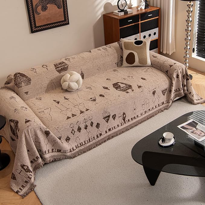 ROOMLIFE Couch Cover Boho Sofa Covers for 3 Cushion Couch Washable | Furniture Protector Sofa Couch Cover for Dogs, Soft Breathable Sofa Slipcover, Couch Throw Blankets with Tassels 71''X118'' - Image 7