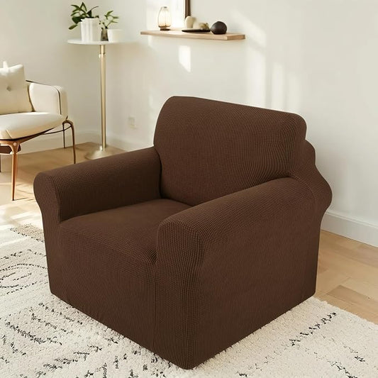 Stretch Recliner Chair Cover for Armchair, Small, Brown | Chair Covers For Living Room, Furniture Protector With Non Skid Foam, Elastic Bottom, Slipcovers For Kids, Dogs by LuxshareHome