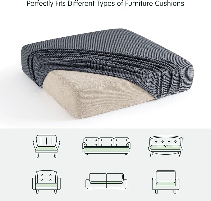 CHUN YI 2Piece Stretch Couch Cushion Covers, Sofa Seat Slipcovers for Pets, Suitable for Armchair Loveseat Sofa with Spandex Jacquard Washable Fabric (2Piece,Grey) - Image 5