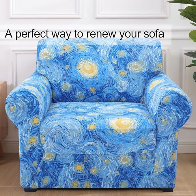 hyha Stretch Couch Covers, Chair/Sofa Covers, Armchair Slipcover for Dogs | Floral Pattern, Printed, 2 Pieces, Separate Couch Cushion Slipcover, Soft Chair Cover with Elastic Bottom for Pets (Armchair) - Image 8