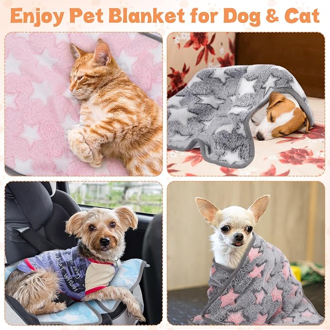 Chumia 40 Pcs Puppy Blankets for Small Dog Pet Bulk Fleece Soft Fluffy Washable Dog Star Print Pattern Fleece Blankets for Pets Throw Warm Bed Mat for Puppy Cat, 24 x 16 Inches - Image 6