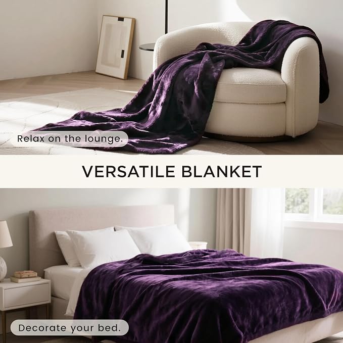 gogobunny Waterproof Bed Blanket, Reversible Sherpa Fleece Throw Blanket for Dog Puppy Cat, Furniture Cover Protects Bed Couch Sofa from Liquid Pee and Pet Fur (Dark Purple, 50x60 inches) - Image 8