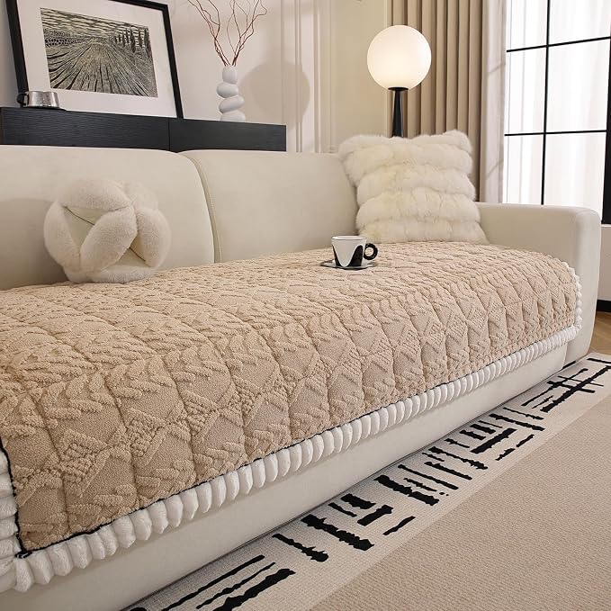 Non Slip Couch Covers for Dogs, Pet-Friendly Washable Couch Covers for 3 Cushion Sofa Pet Couch Cover (Khaki, 35.4' 'x 63'') - Image 3