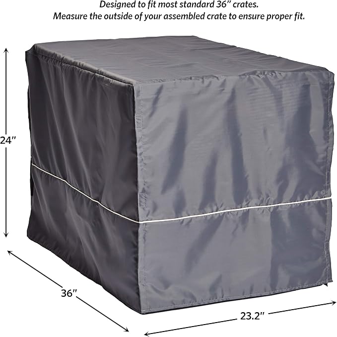 New World Midwest Homes for Pets Intermediate Dog Crate Cover, Polyester Privacy Kennel Cover Fits Most 36-Inch Crates, Light Gray, Machine Washable, Reduces Barking & Chewing - Image 5