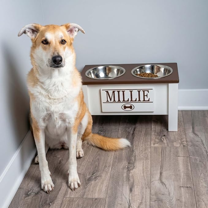 Elevated Dog Bowls for Large Dogs, Personalized Food Stand for Large Breed | Farmhouse Style, Elevated Wood Stand, Storage Container, Stainless Steel Bowls, Raised Anti-Slip Feeder, Made in USA - Image 5