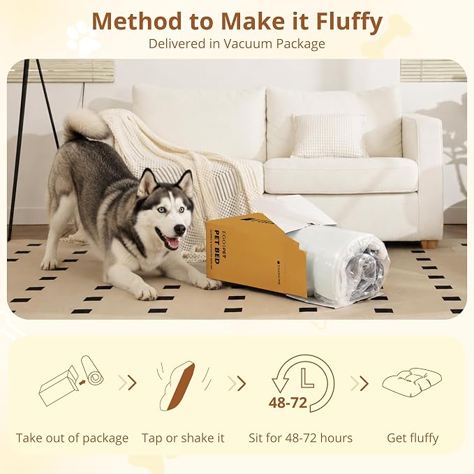 EGOHOME Dog Bed for Large Dogs, Shredded Memory Foam, Washable, Non-Slip | Balanced Support Foam, CertiPUR-US, Removable Washable Cover, Rose Velvet, Dog Crate Bed & Kennel Pad, 41 x 27 Inch, Brown - Image 8
