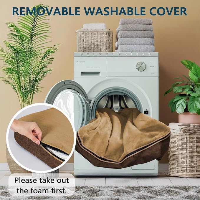 LIROCE Washable Dog Bed Cover Replacement, XL Wrap-Around Zipper Cover for Orthopedic Memory Faom Dog Bed (41x27x4 inches), Brown - Image 4
